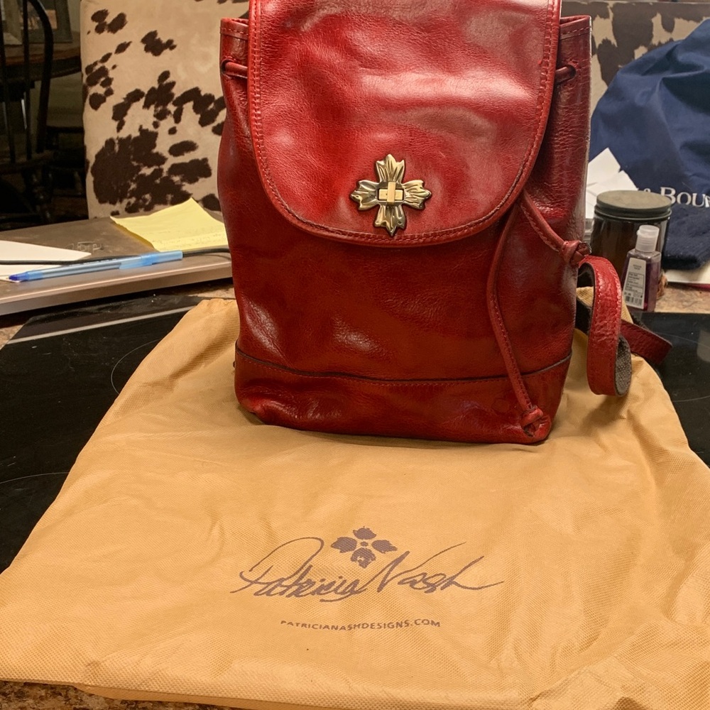 Patricia Nash Crimson Leather Backpack